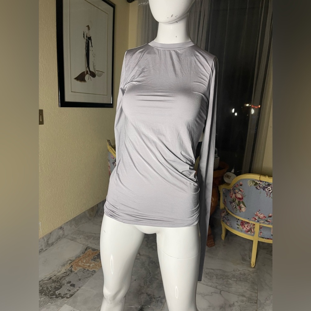 Clotilde Silver Gray Grey Long Sleeve Top
